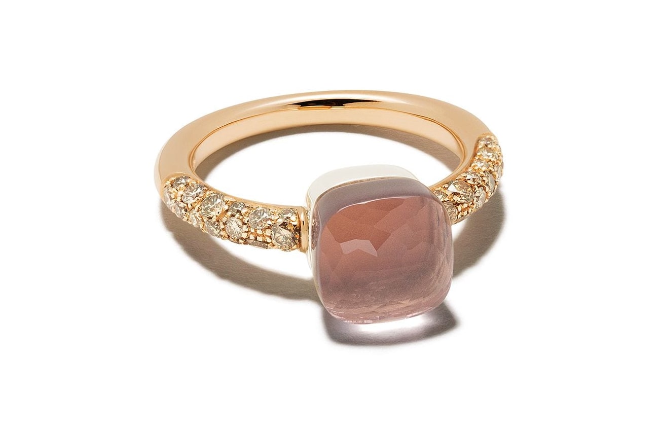 Pomellato 18kt rose gold diamond stone ring min