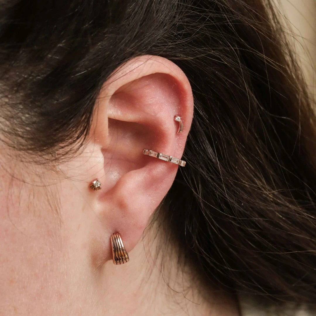 Sunbeam Crystal Barbell in Rose Gold min